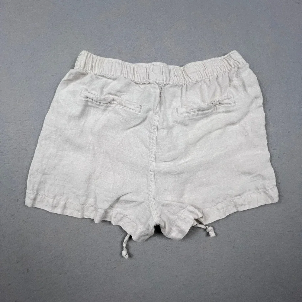 C&C California Linen Shorts Womens S Beige Elastic Drawstring Casual Beach Boho - Picture 6 of 7